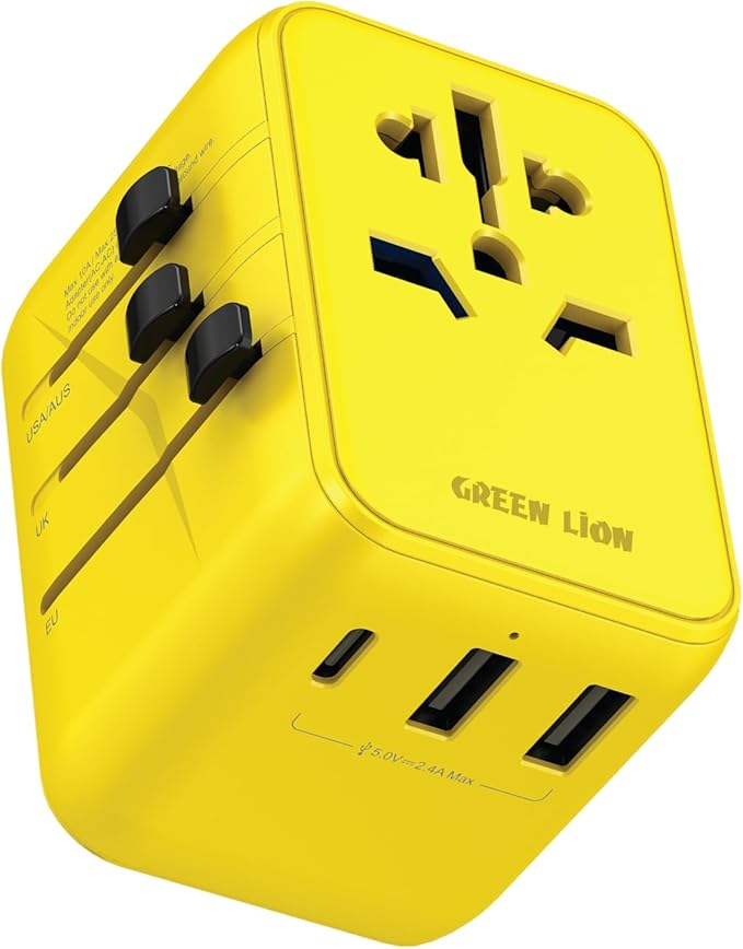 GREEN 12w Universal Travel Adapter (Yellow)
