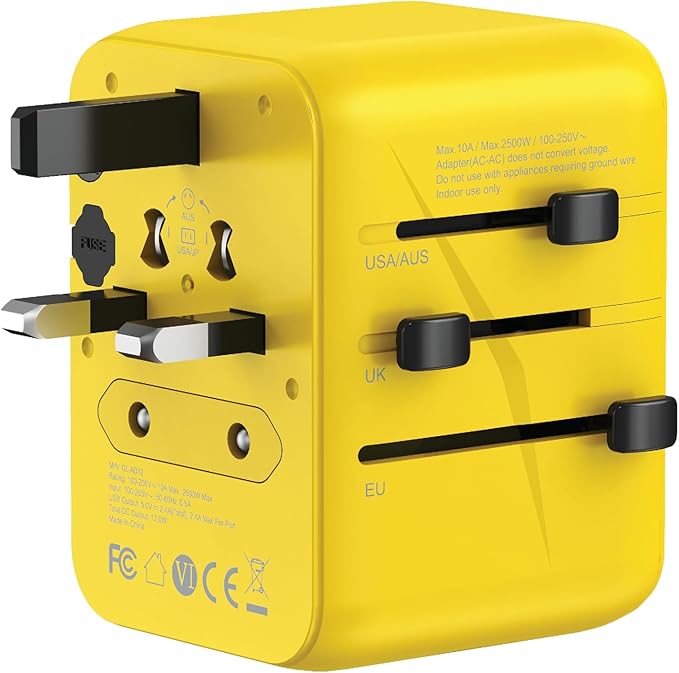 GREEN 12w Universal Travel Adapter (Yellow)